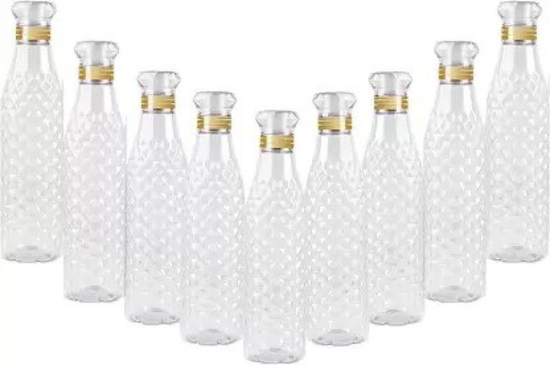 darkhood Crystal Clear Water Bottle for Fridge, for Home Office Gym, Unbreakable 1000 ml Bottle  (Pack of 9, White, Plastic, PET)