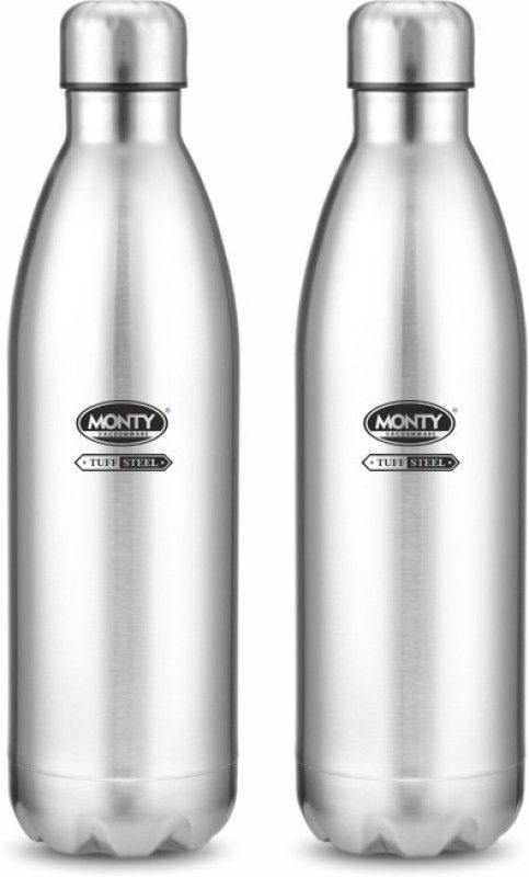 Monty Platina Cola Flask Vacuum Insulated Stainless Steel Hot And Cold 24 Hours Bottle 1800 ml Flask  (Pack of 2, Silver, Steel)