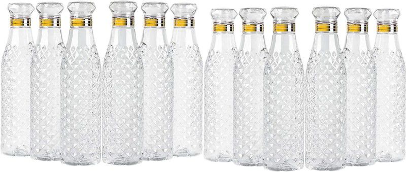 darkhood Crystal Clear Water Bottle for Fridge for Home Office Gym School Bo, Unbreakable 1000 ml Bottle  (Pack of 12, Clear, Plastic)