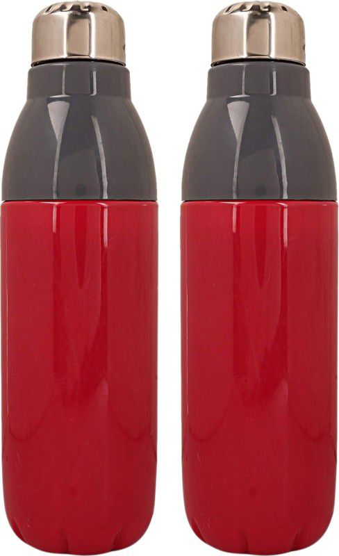 KUBER INDUSTRIES Plastic 2 Pieces Insulated Campus Water Bottle-CTLTC11884 1000 ml Bottle  (Pack of 2, Red, Plastic)