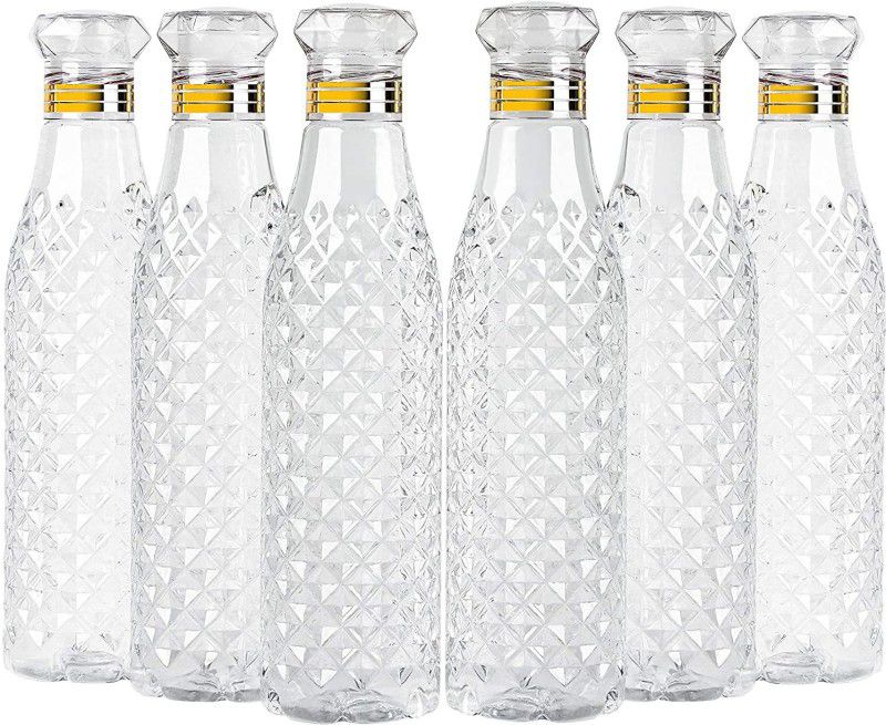 darkhood Water Bottle Fridge Home n Office, Transparent 1000ml (Crystal Diamond Set of 6) 1000 ml Bottle  (Pack of 6, Multicolor, Plastic)