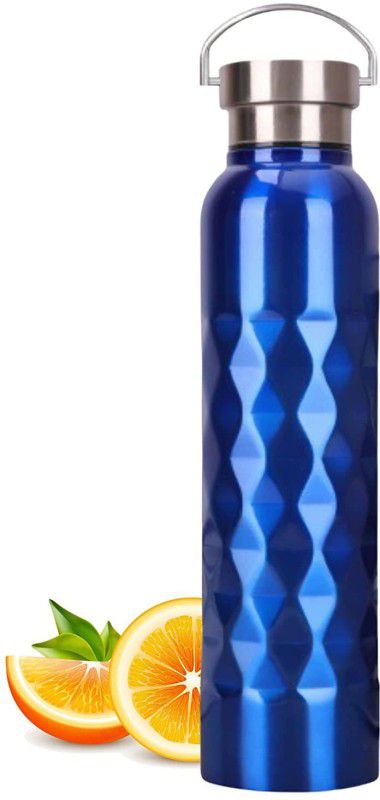 Frabble8 Zippy Diamond Pattern Single Walled Stainless Steel Fridge & Sports Water Bottle 1000 ml Bottle  (Pack of 1, Blue, Steel)