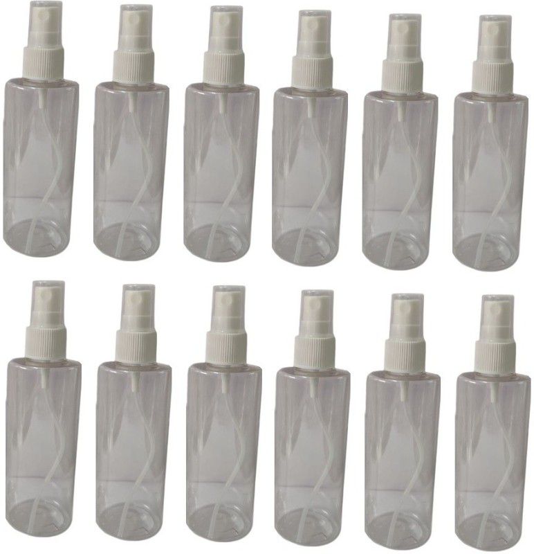 Amy & Ely Clear Plastic Spray Bottle 100ml(PACK OF-12) 100 ml Spray Bottle  (Pack of 12, Clear, Plastic)