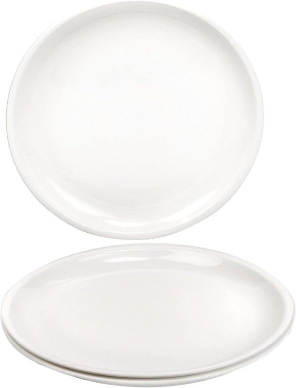 AWICKTIK Microwave Safe Unbreakable Round Dinner Plate White (Set of 3) Dinner Plate  (3 Dinner Plate)
