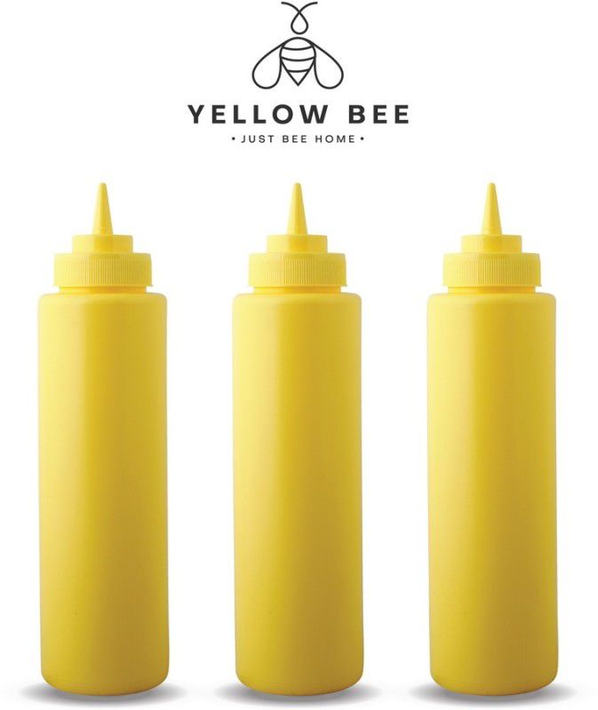 Yellow Bee BPA Free Yellow Color 36 Oz (1062 ML) Squeeze Bottle - Pack of 3 1062 ml Bottle  (Pack of 3, Yellow, Plastic)