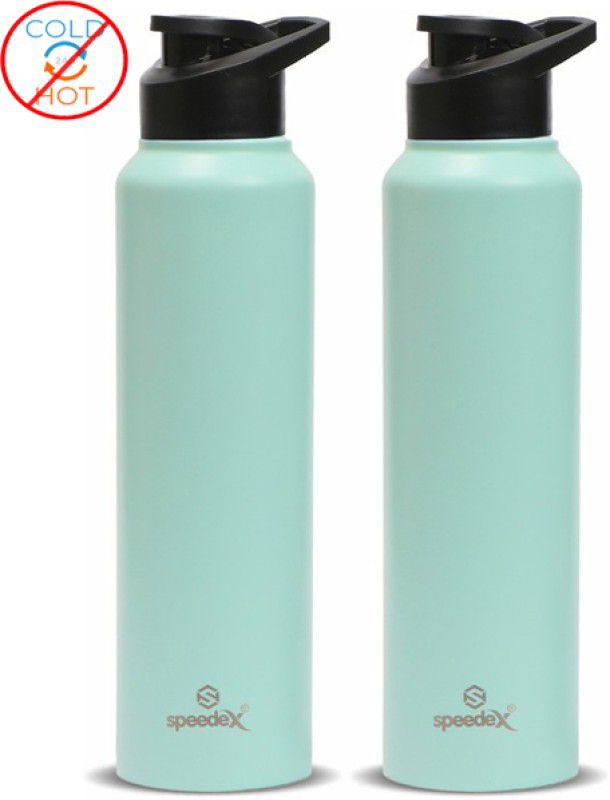SPEEDEX Stainless Steel Water Bottle for fridge School Gym Yoga Home office Boys Girls 1000 ml Bottle  (Pack of 2, Green, Steel)