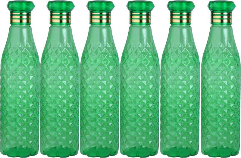 AneriDEALS Crystal Water Bottle for Fridge, for Home Office Gym School Boy, Unbreakable 1000 ml Bottle  (Pack of 6, Green, Plastic)