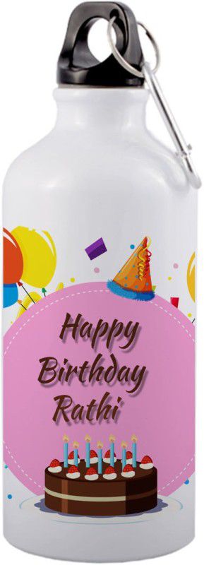 COLOR YARD best happy birth day Rathi with cake, balloons and pink color design on 600 ml Bottle  (Pack of 1, Multicolor, Aluminium)