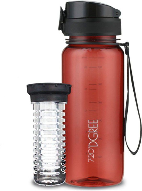 720°DGREE Fruit Infuser Sports Water Bottle | Detox Sipper for Kids & Adults 650 ml Bottle  (Pack of 1, Red, Tritan)