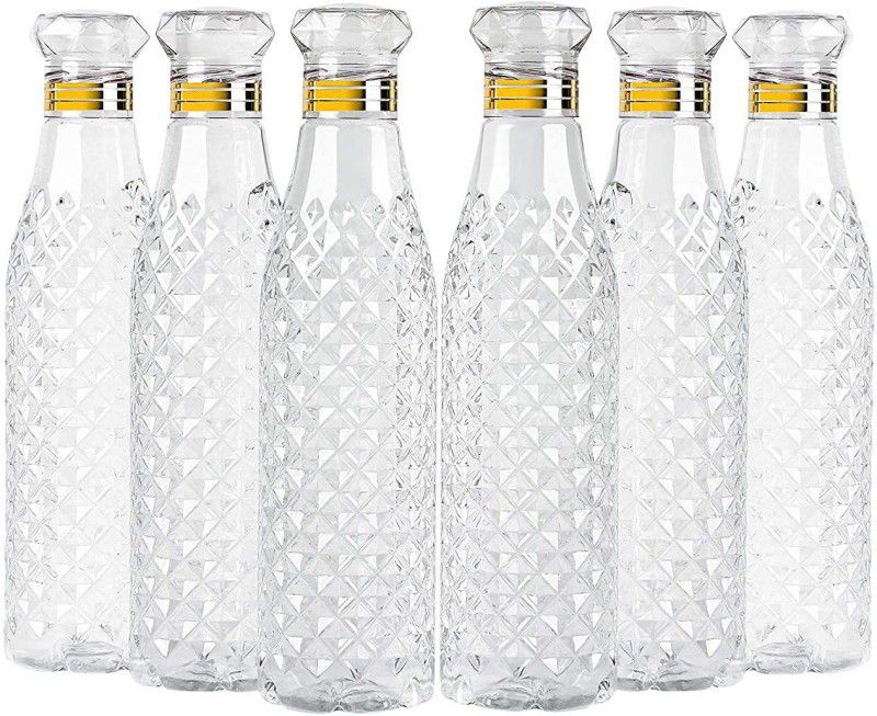 JOCOBOO Crystal Clear Water Bottle for Fridge for Home Office Gym School Boy Unbreakable 1000 ml Bottle  (Pack of 6, Clear, Plastic)