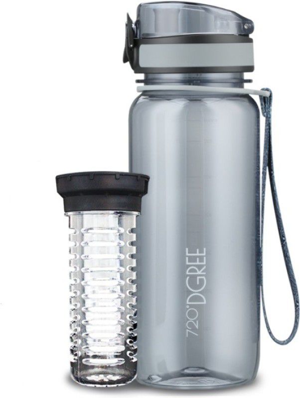 720°DGREE Fruit Infuser Sports Water Bottle | Detox Sipper for Kids & Adults 650 ml Bottle  (Pack of 1, Grey, Tritan)