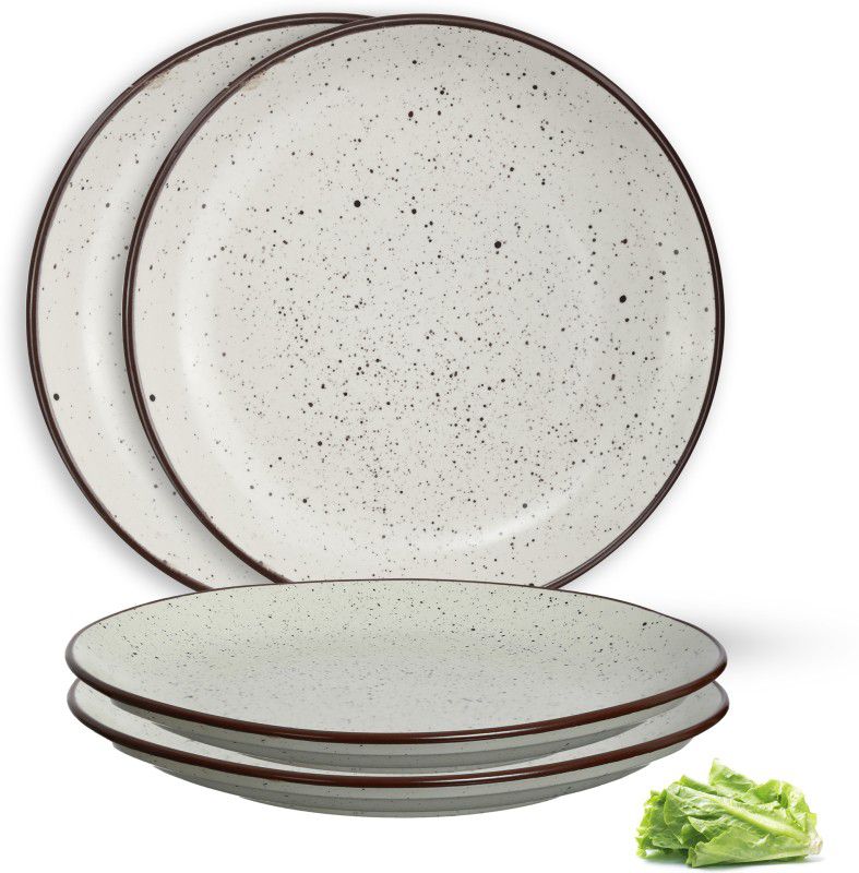 Urban Chef Ceramic Stoneware Handcrafted 4 Pieces Plate Set (25 cm) Dinner Plate  (Pack of 4, Microwave Safe)