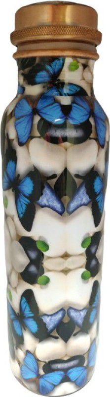 sugarcrush Trendy Butterfly Design Printed Copper Water Bottle 1 litre 1000 ml Bottle  (Pack of 1, White, Copper)