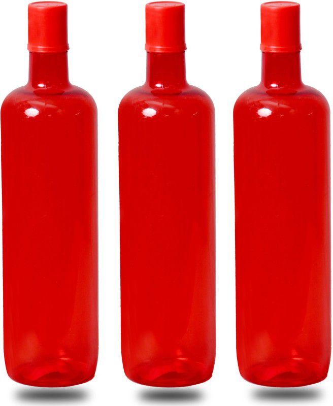Classy Water Bottles, Set of 3, Italia 1000 ml Bottle  (Pack of 3, Red, Plastic)