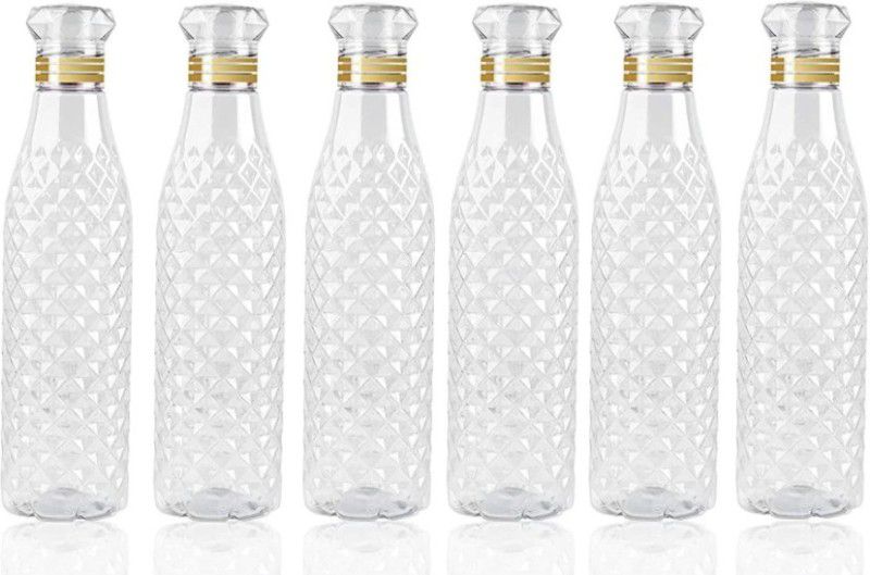 darkhood Crystal Clear Water Bottle for Fridge for Home Office Gym School Boy Unbreakable 1000 ml Bottle  (Pack of 6, Clear, Plastic)