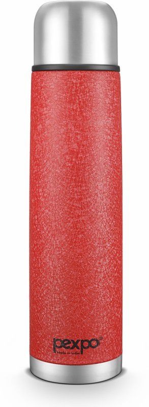 pexpo 350ml Thermosteel Water Bottle, 24 Hrs Hot and Cold Vacuum Insulated Flamingo 350 ml Flask  (Pack of 1, Red, Steel)