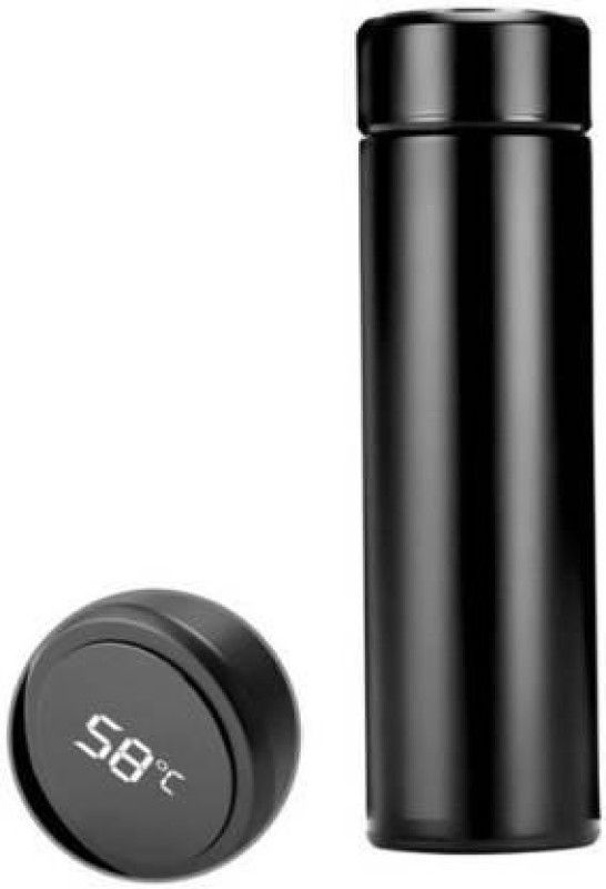 V FINANCERS Smart Vacuum Flasks Stainless Steel Water Thermal Bottle LED Temperature Display 500 ml Flask  (Pack of 1, Black, Steel)