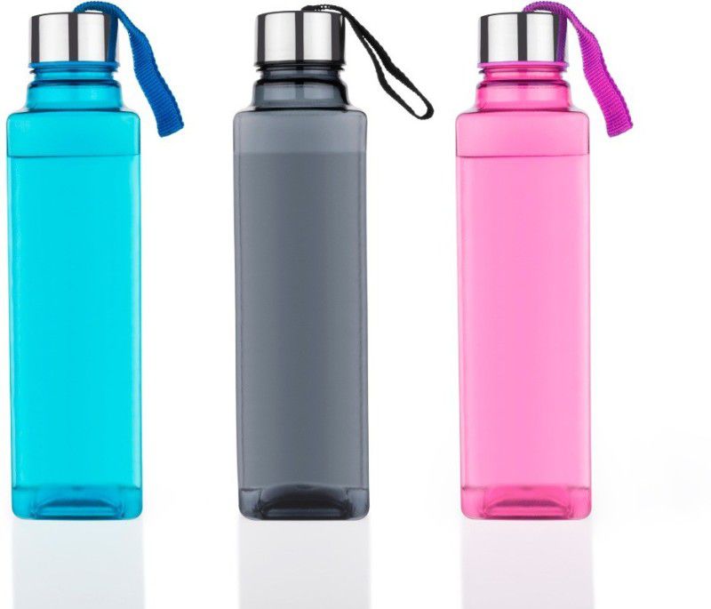 Customers 1st Choice Square Shape Water bottle Set For Fridge,Office,Gym 1000 ml Bottle  (Pack of 3, Multicolor, Plastic)
