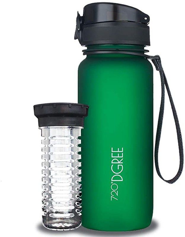 720°DGREE Tritan Fruit Infuser BPA Free | 100% Leak Proof | Gym Fitness Sports Yoga Travel | 650 ml Bottle  (Pack of 1, Green, Tritan)