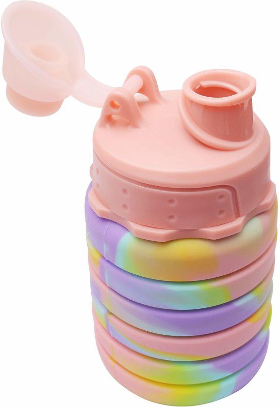 variety palace Premium Silicon Collapsible Water Bottle 500 BPA FREE Unbreakable (Pink) 500 ml Bottle  (Pack of 1, Pink, Silicone)