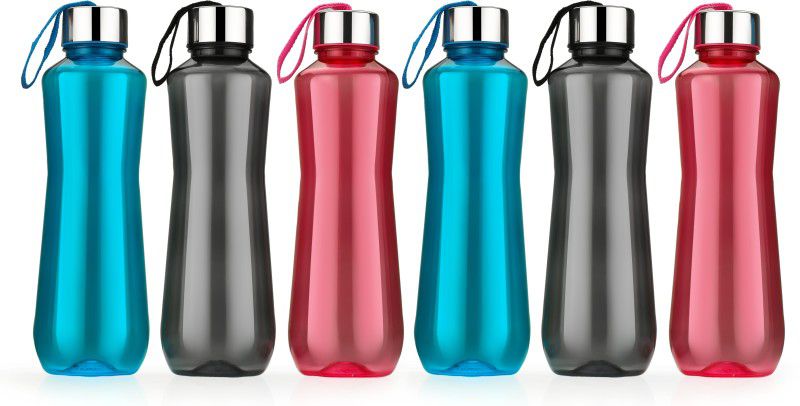 Sloppy H2O Steel Cap Premium Water Bottle for Fridge, for Home Office Gym School Boy 1000 ml Bottle  (Pack of 6, Multicolor, PET)