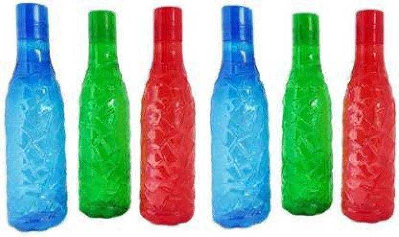 Miranshi Enterprise WATER BOTTLE (SET OF 6) 1000 ml Bottle  (Pack of 6, Multicolor, Plastic)