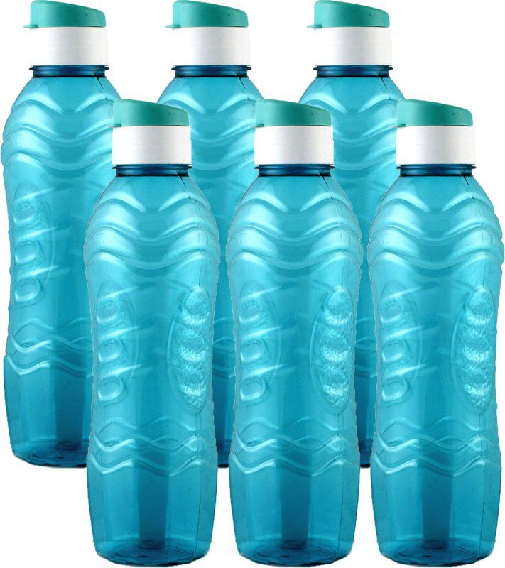 KUBER INDUSTRIES Plastic 6 Pieces Fridge Water Bottle Set with Flip Cap (1000ml, Sky Blue)- 1000 ml Bottle  (Pack of 6, Blue, Plastic)