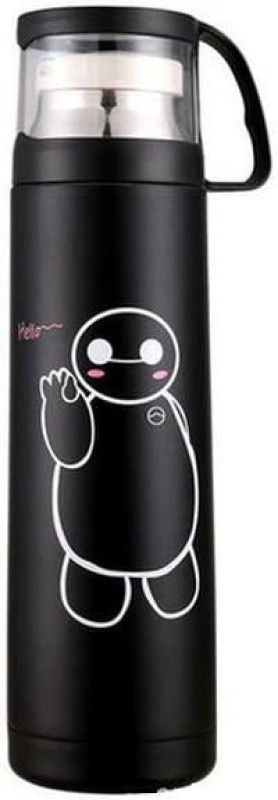 VYATIRANG Double-Wall Stainless Steel Vacuum Insulated Thermal Water Bottles For Kids 350 ml Bottle  (Pack of 1, Black, Steel)