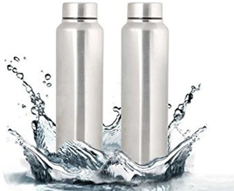 Fastagestainless steel fridge water bottle 900ml (pack of 2) 1000 ml Bottle  (Pack of 2, Steel/Chrome, Steel)