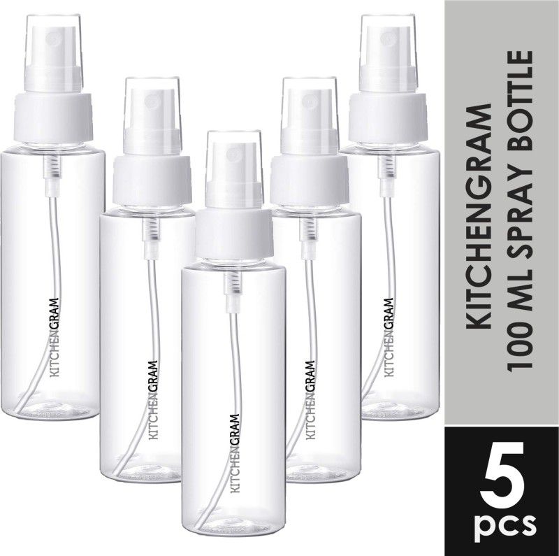 KITCHENGRAM Transparent Spray Bottle (Pack of 5) 100 ml Spray Bottle  (Pack of 5, White, PET)