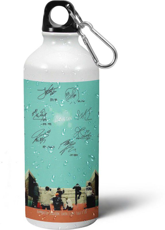 Morons BTS Signs Blue Sippers For Girls & Kids 600 ml Bottle  (Pack of 1, White, Aluminium)