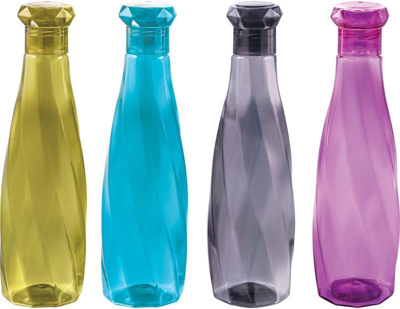ATTRO Helix Unbreakable PET Fridge Water Bottle,Set 1000 ml Bottle  (Pack of 4, Multicolor, PET)