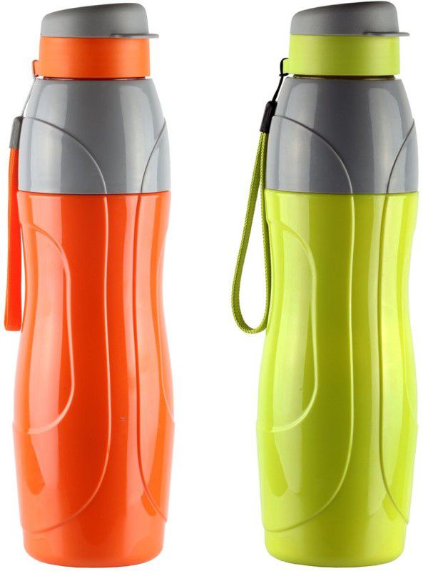 DIVISHAA Plastic Sports Water Bottle, 900 ml, Set of 2 900 ml Bottle  (Pack of 2, Multicolor, Plastic)