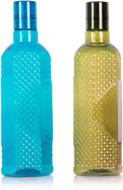 Priva Arts Hexa water bottle ( pack of 2 ) 1000 ml Bottle  (Pack of 2, Multicolor, Plastic)