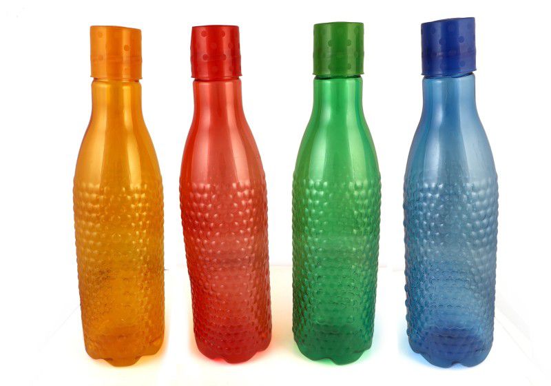 NAMANSHU TEX Plastic Fridge Bottles 1 Litre (Multicolour)- Set of 4 1000 ml Bottle  (Pack of 4, Multicolor, Plastic)