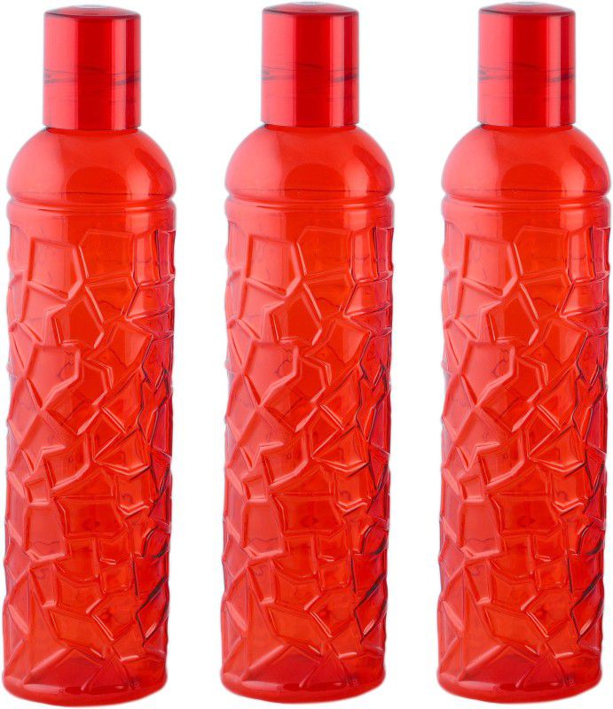 NAMANSHU TEX Plastic Water Bottle Set,Water Bottle Set for Fridge, Home and Office Use 1000 ml Bottle  (Pack of 3, Red, Plastic)