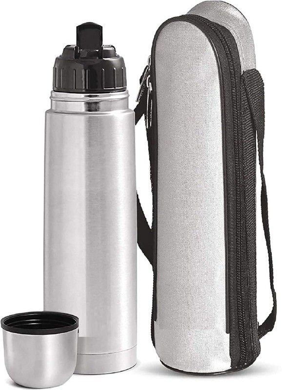 IndusBay 500 ML Thermosteel Stainless Steel Thermos Flip Lid Flask with Cover 500 ml Flask  (Pack of 1, Silver, Steel)