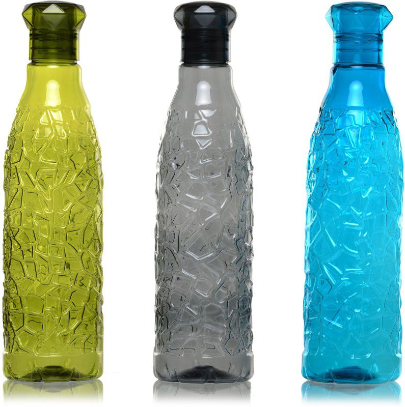 New Eagle water bottle of 1000 ml Bottle  (Pack of 3, Multicolor, Plastic)