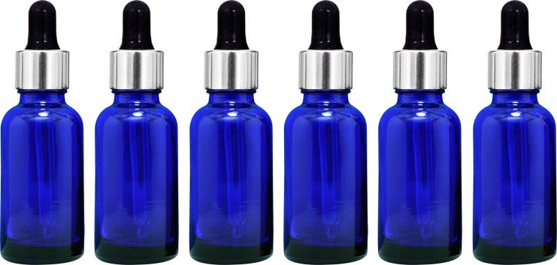 nsb herbals Blue Glass Bottle + Silver Dropper for Essential Oil, DIY Perfume,Multipurpose Use 30 ml Bottle  (Pack of 6, Blue, Glass)