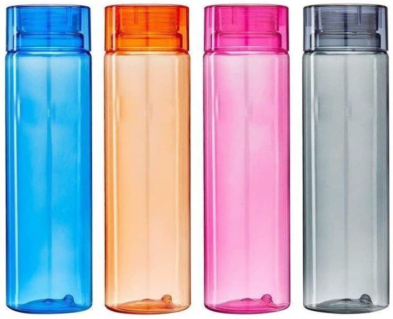 JM SELLER Plastic Water Bottle for Fridge Pack of 4 (1 Litre) 1000 ml Bottle  (Pack of 4, Multicolor, Plastic)