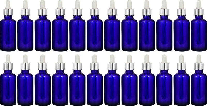 nsb herbals Blue Glass Bottle + Silver Dropper for Essential Oil, DIY Perfume,Multipurpose Use 50 ml Bottle  (Pack of 24, Blue, Glass)