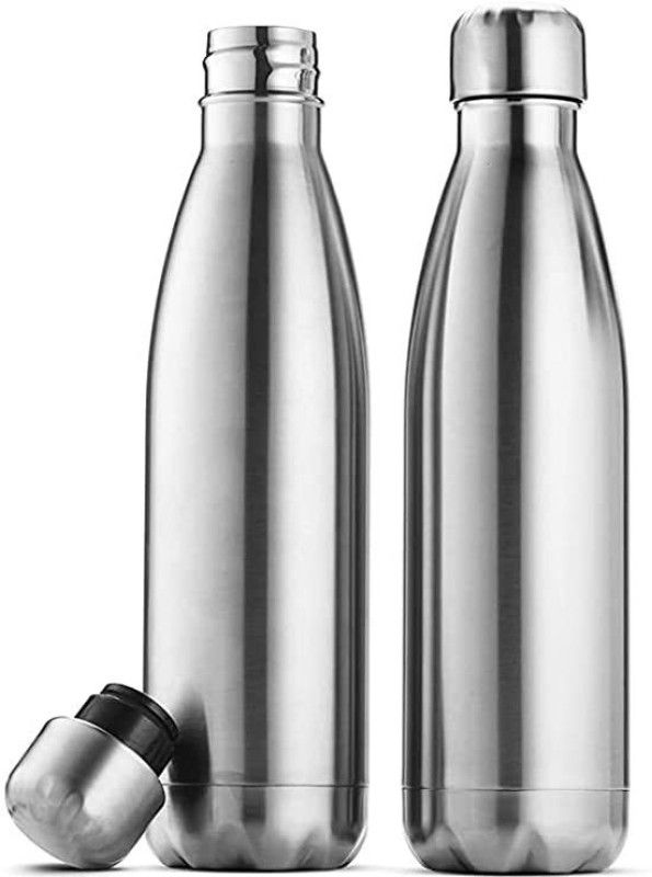 SAVAGE Hot and Cold, 100% Leakproof Water Bottle(pack of 2) 350 ml Bottle  (Pack of 2, Silver, Steel)