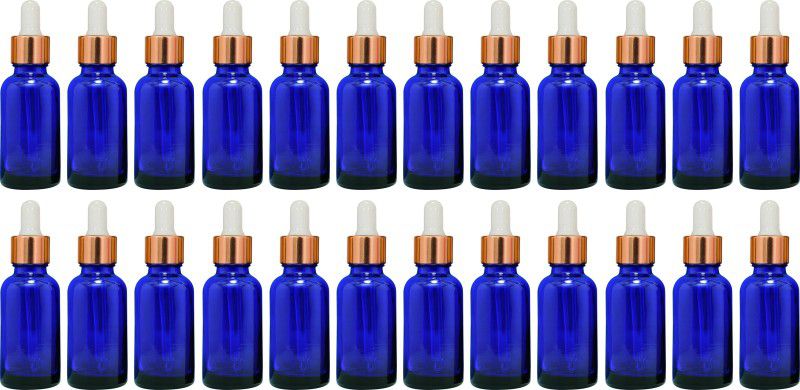 nsb herbals Blue Glass Bottle + Gold Dropper for Essential Oil, DIY Perfume, Multipurpose Use 30 ml Bottle  (Pack of 24, Blue, Glass)