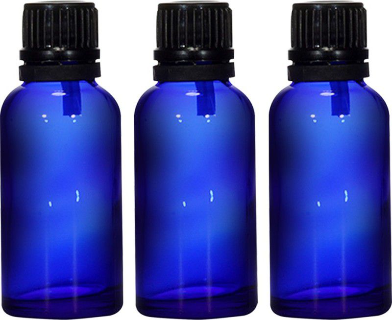 nsb herbals Blue Glass Bottle + Euro Dropper for Essential Oil, DIY Perfume, Multipurpose Use 30 ml Bottle  (Pack of 3, Blue, Glass)