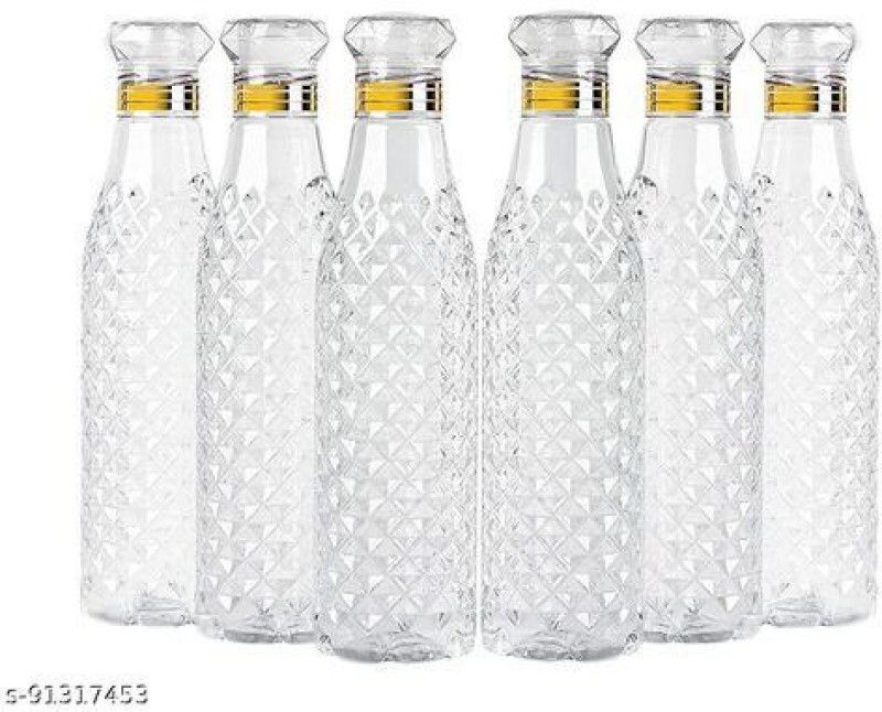 TagMart Water Bottle (Set of 6) Plastic Fridge Water Bottle , White, PET) 1000 ml Bottle  (Pack of 6, Clear, Plastic)