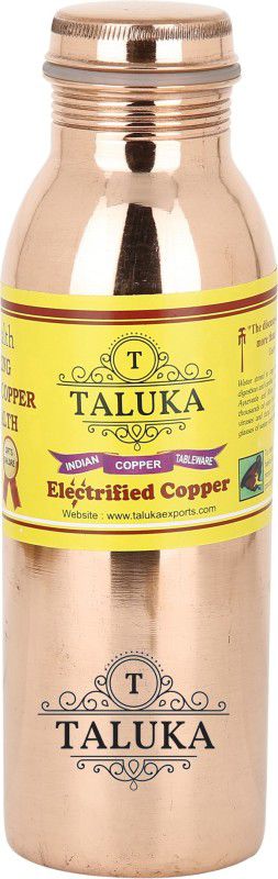 TALUKA ( 2.5" x 9." Inches Approx ) Pure Copper Handmade Quality Copper Bottle Water Bottle Joint free - Leak Proof | Pure Copper Water Bottle | 800 ml Bottle  (Pack of 1, Brown, Copper)