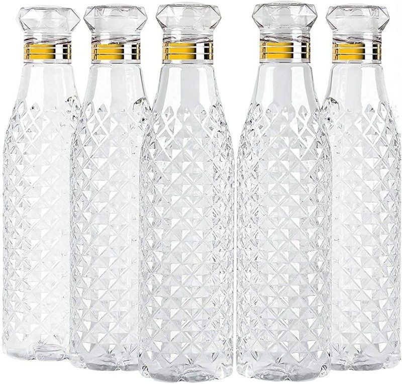 Lonekart PACK OF 5 Diamond Design Water Bottle with diamond cap 5000 ml Bottle  (Pack of 5, Clear, Plastic)