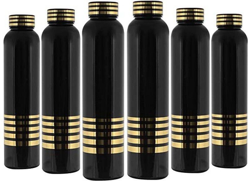 Vishaurya Water Bottle -BPA Free & Leakproof , Fitness Sport 1L Water Bottle 1000 ml Bottle  (Pack of 6, Black, Plastic)