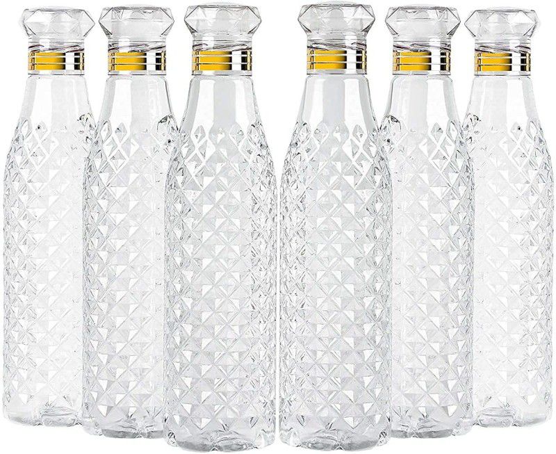 Lonekart PACK OF 6 Diamond Design Water Bottle with diamond cap 6000 ml Bottle  (Pack of 6, Clear, Plastic)