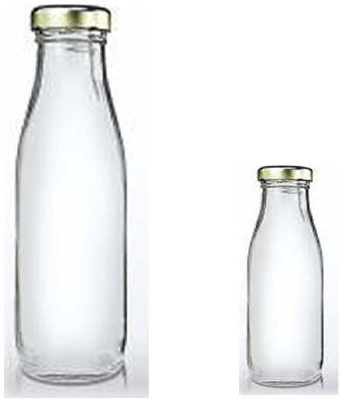 RKFancyLight clear hygiene glass multipurpose bottle with golden lid 1(1000ml+300ml) 1000 ml Bottle  (Pack of 2, Clear, Glass)